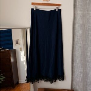 a new day Dark Blue Maxi Skirt with Lace Trim